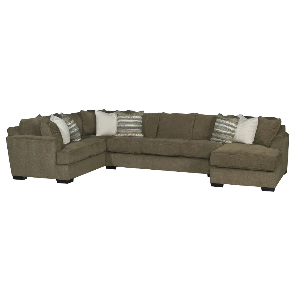 Brown 3 Piece Sofa Bed Sectional with RAF Chaise - Tranquility-1