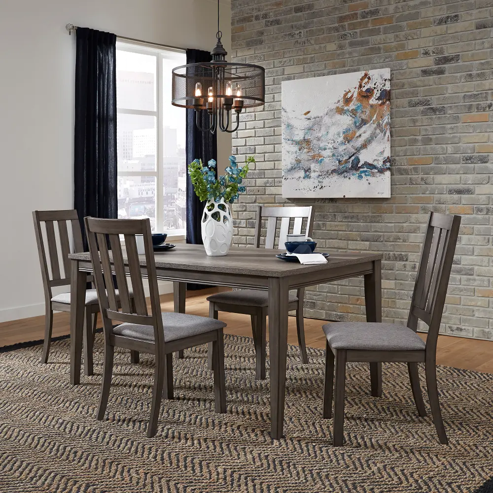 Gray Modern 5 Piece Dining Set with Slat Back Chairs - Tanners Creek-1