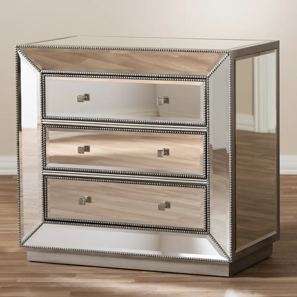 136-7485-RCW Contemporary Mirrored 3 Drawer Chest - Edeline-1