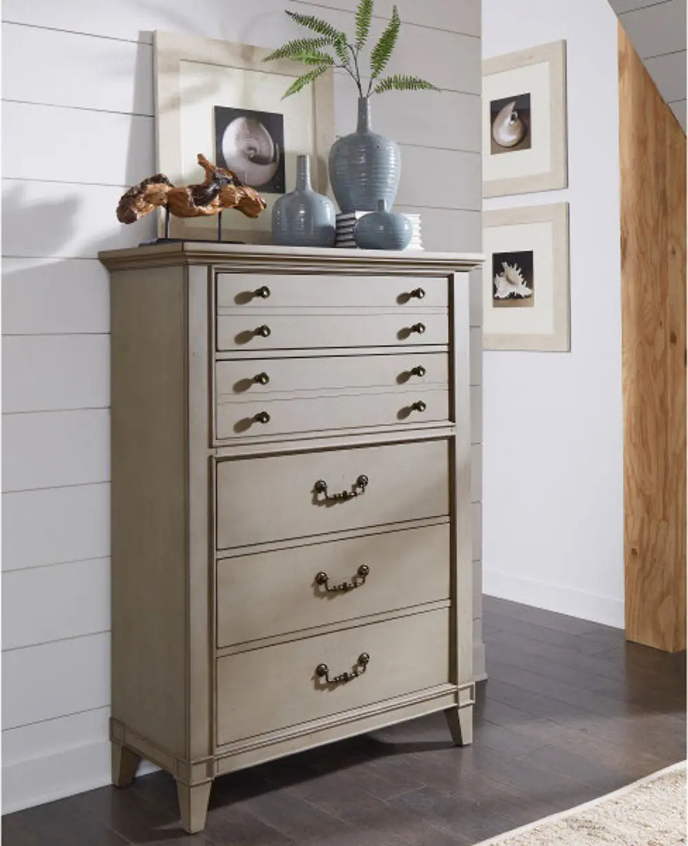 Farmhouse Rustic Taupe Chest of Drawers  - Sausalito-1