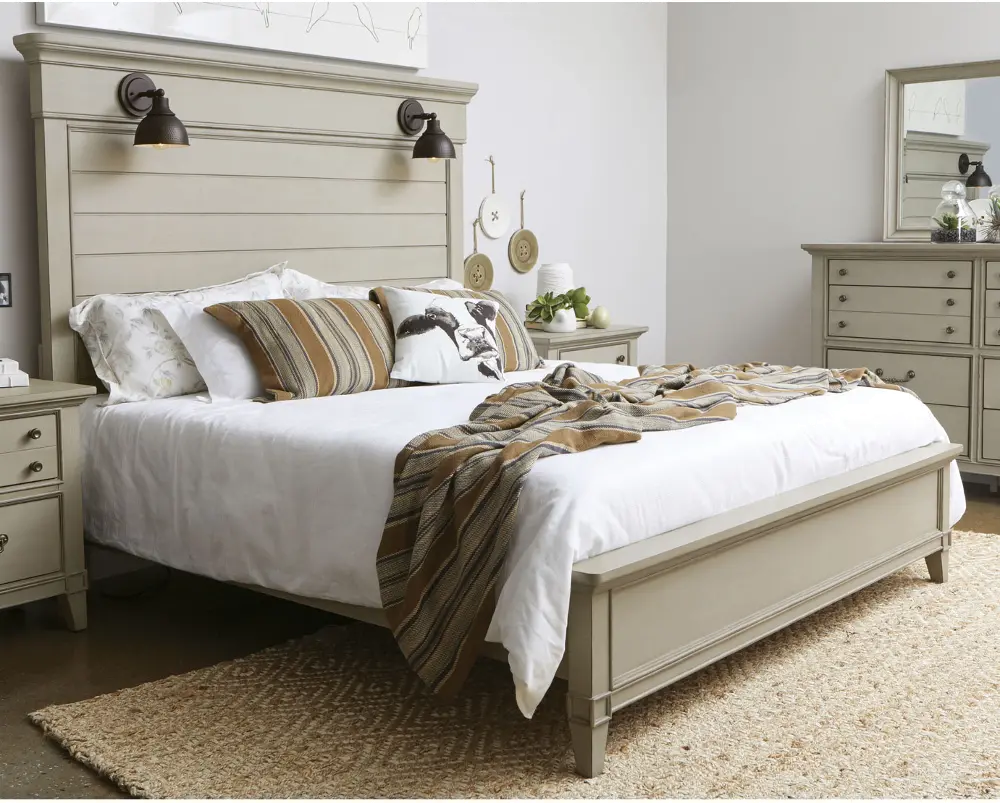 Farmhouse Rustic Taupe Queen Bed - Sausalito-1