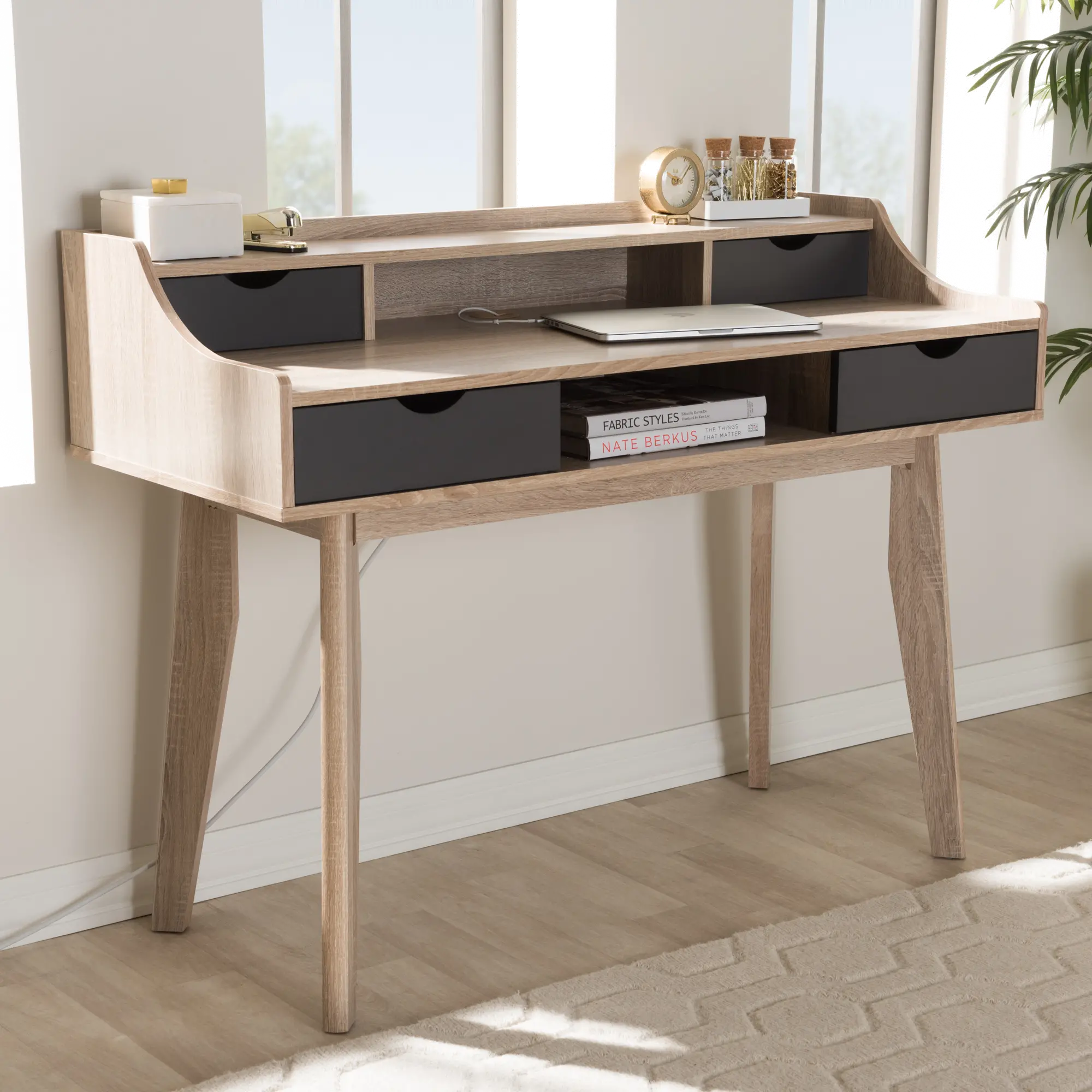 https://static.rcwilley.com/products/111161479/Modern-4-Drawer-Oak-and-Gray-Writing-Desk-rcwilley-image1.webp