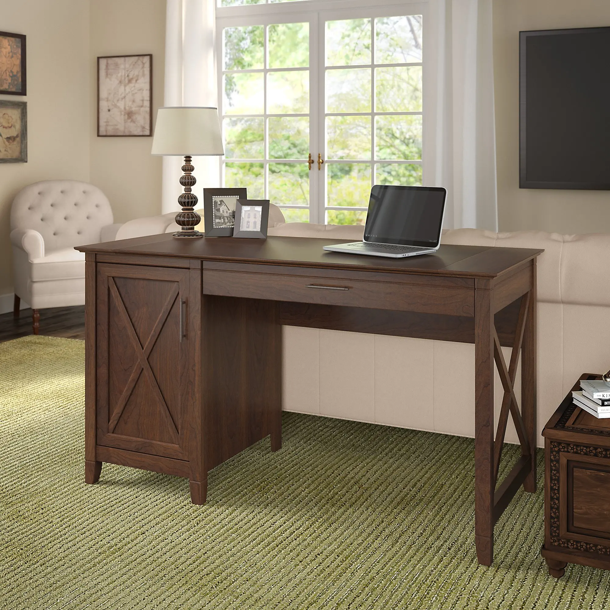 KWD154BC-03 Key West Cherry Brown Casual 54 Inch Office Desk - sku KWD154BC-03