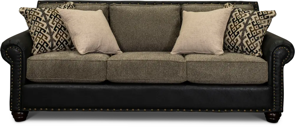 Rustic Traditional Black and Brown Sofa - Marksman-1