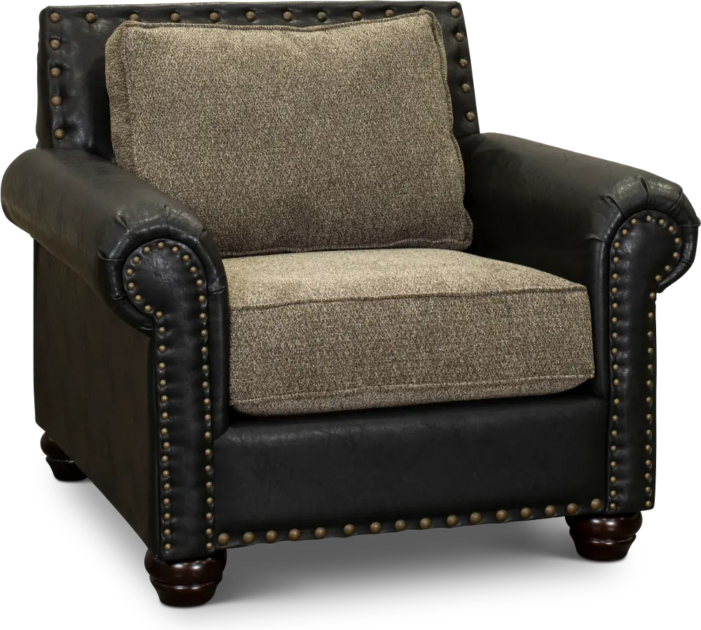 Rustic Traditional Black and Brown Chair - Marksman-1