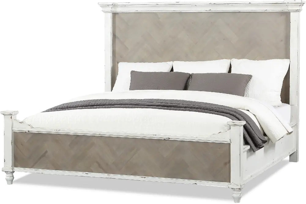 Rustic White and Dune Two-Tone Queen Bed - Laurel Grove-1