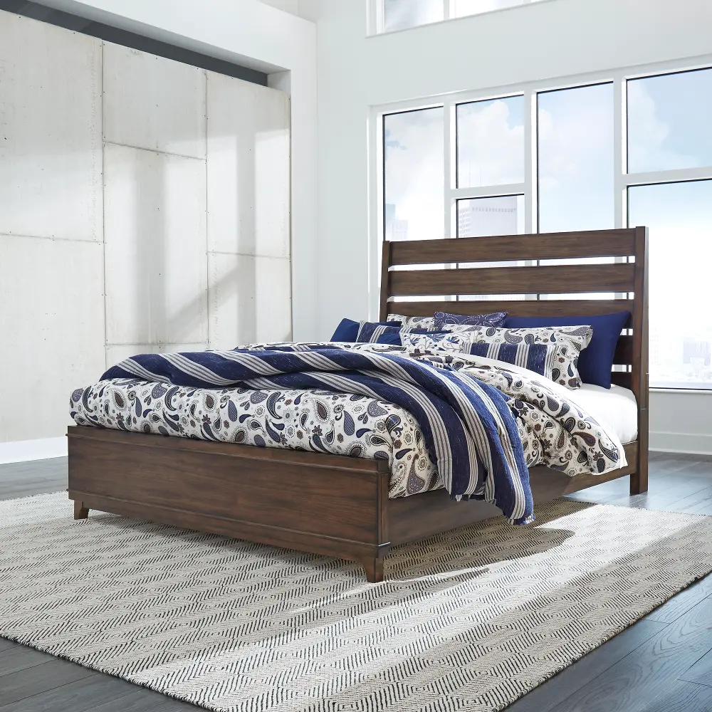 Contemporary Brown King Bed - Ventura-1
