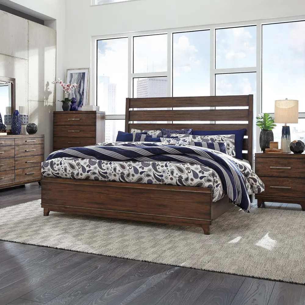 Contemporary Brown 4 Piece King Bedroom Set - Ventura-1