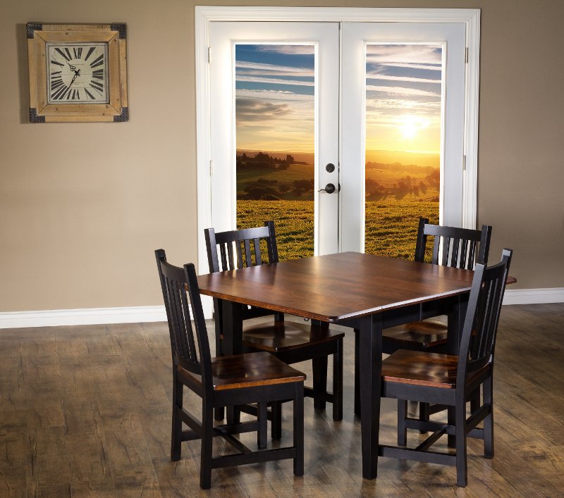 Maple And Black 5 Piece Dining Set With, Maple Wood Dining Room Furniture