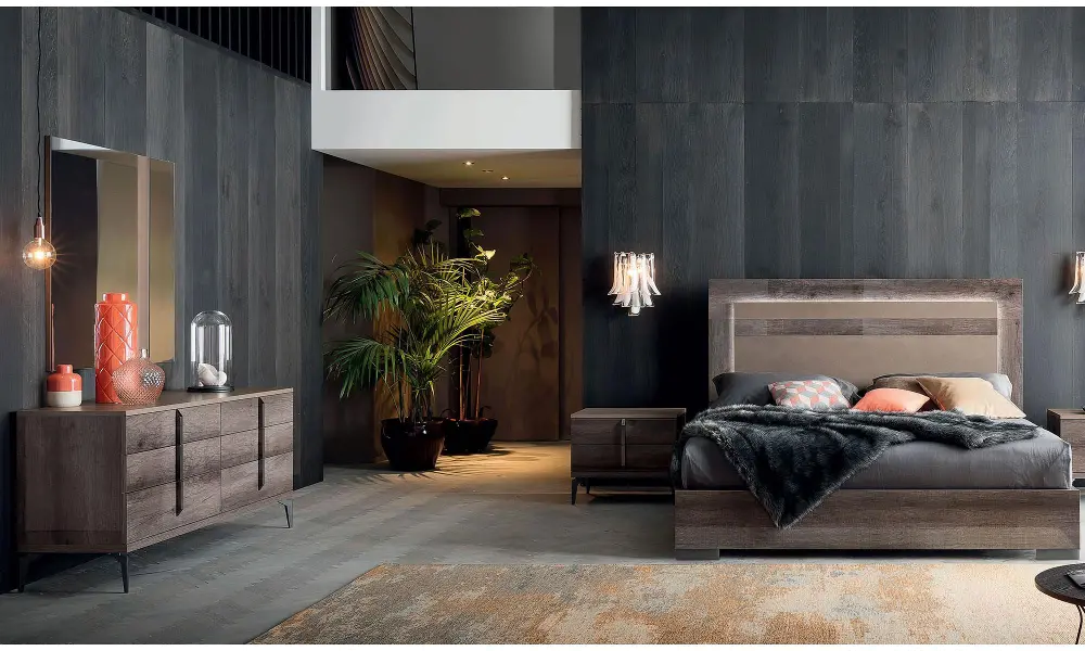 Modern Rustic Gray 4 Piece King Bedroom Set - Matera-1