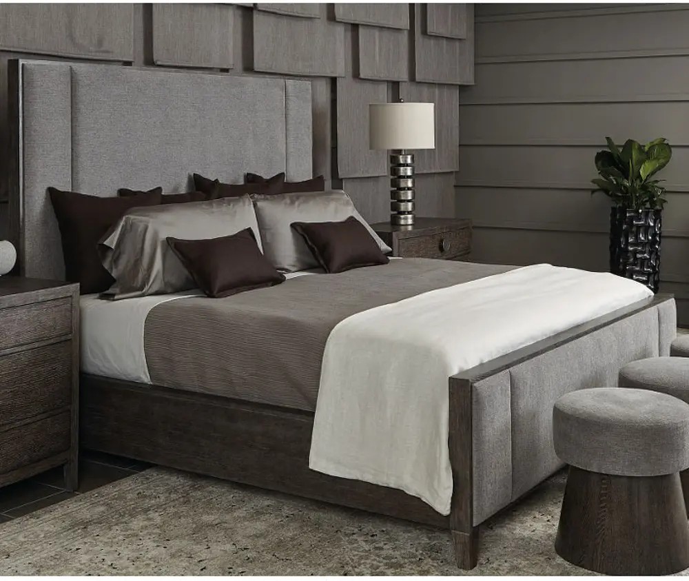 Rustic Modern Charcoal Queen Upholstered Bed - Linea-1