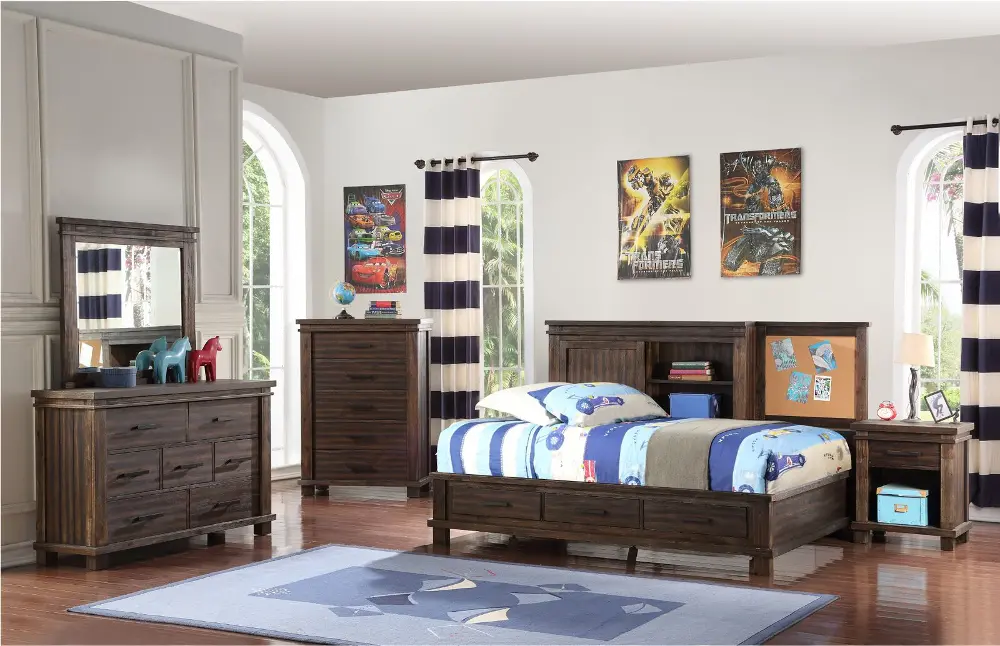 Classic Brown 4 Piece Twin Bedroom Set - Tribecca-1