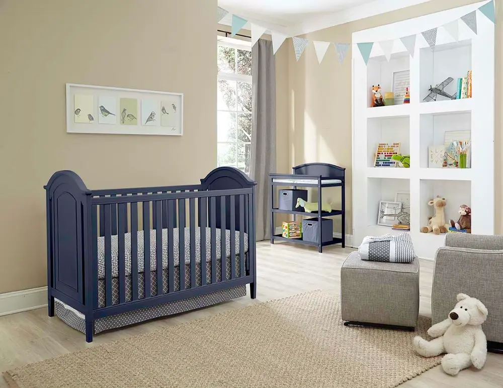 Classic Navy Blue 3-In-1 Crib and Changer Set - Chatham-1