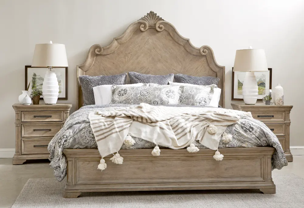 Traditional Natural 4 Piece King Bedroom Set - Monterey-1