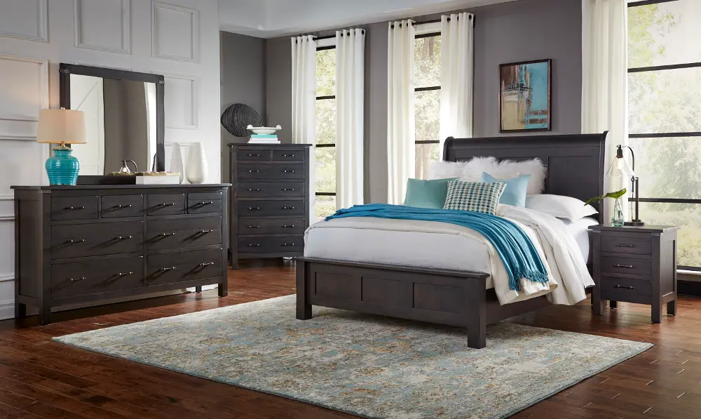 Rustic Distressed 4 Piece King Bedroom Set - Colin-1