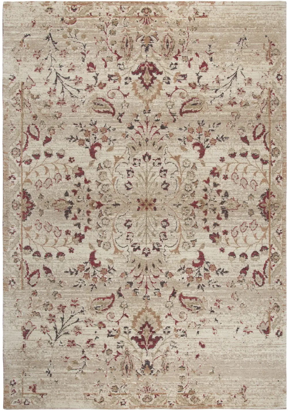 Gossamer 8 x 10 Large Ivory, Gold and Red Area Rug-1