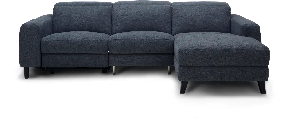 Navy Blue Transitional Power Reclining Sofa with Right Chaise - Royals-1