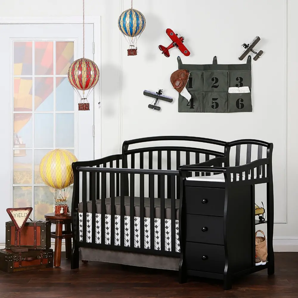 Classic Black 4-in-1 Mini Crib and Changing Table - Casco-1