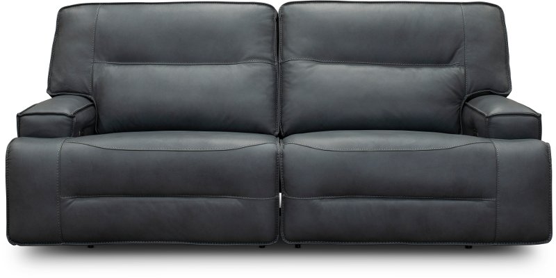 Rockies Gray Leather Match Power Reclining Sofa Rc Willey Rockies Gray Leather Match Power, Gray Leather Power Reclining Sofa