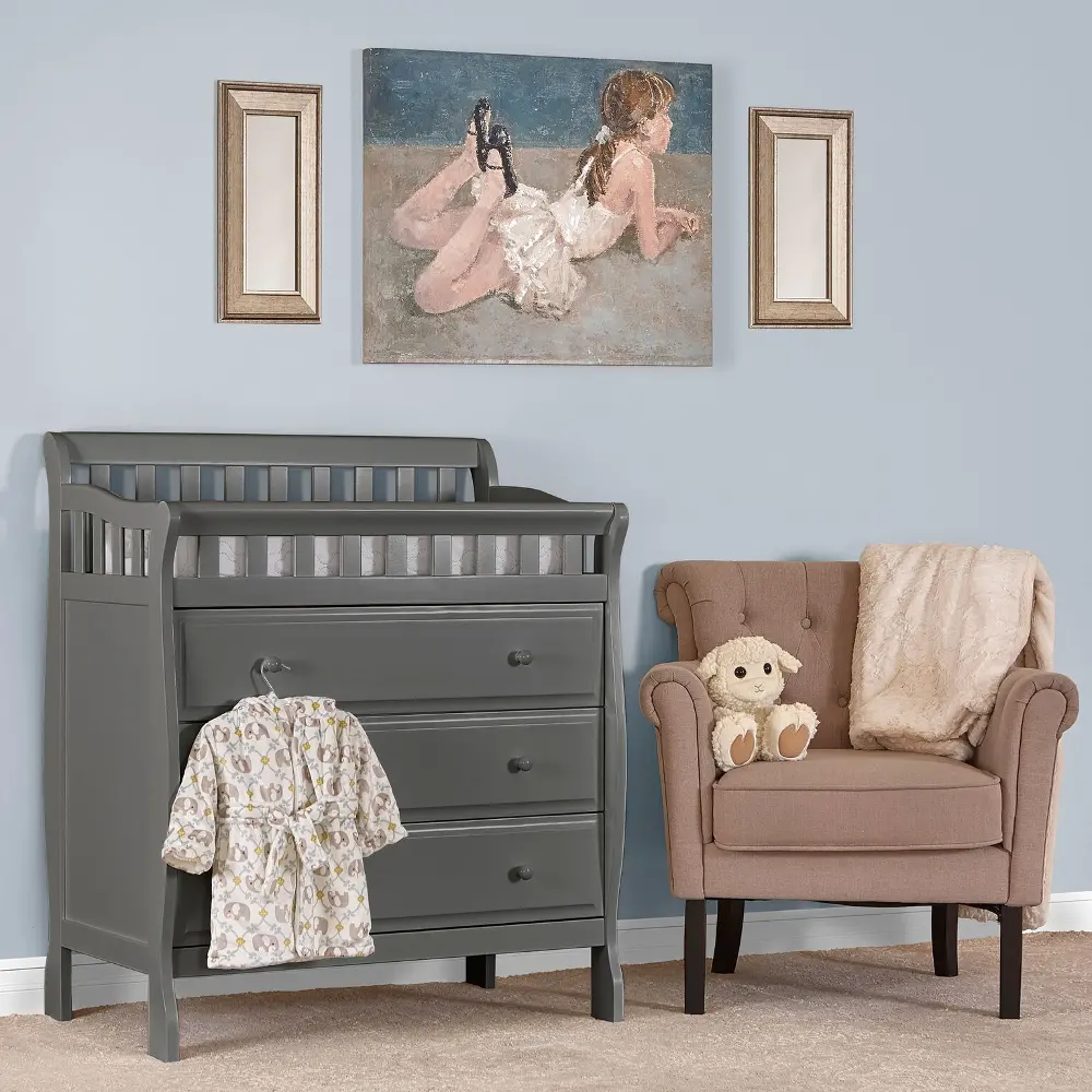 Classic Steel Gray Changing Table & Dresser - Marcus-1