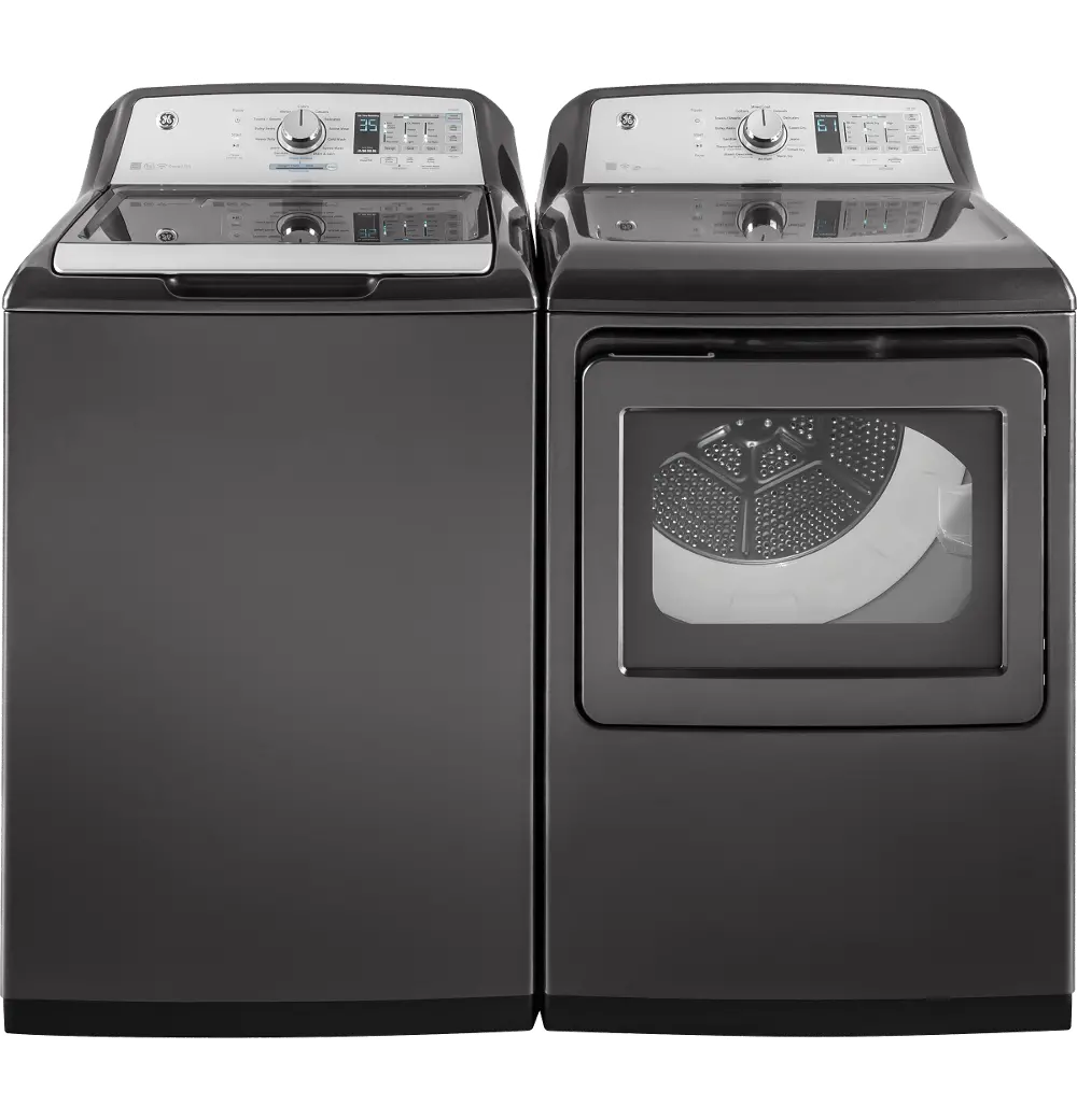 KIT GE Top Load Washer and Dryer Laundry Set - Diamond Gray Electric-1
