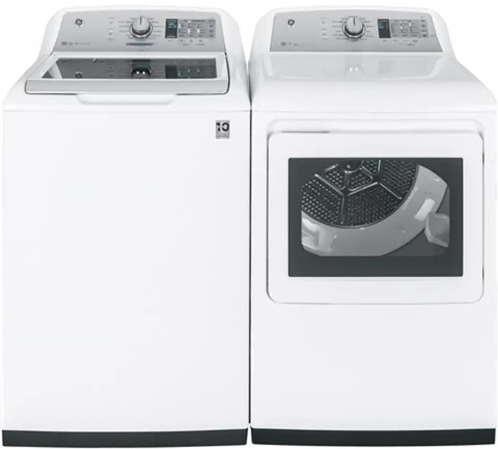 .GEC-755-W/W-GAS-PR GE Top Load Washer and Gas Dryer Laundry Pair - White -1