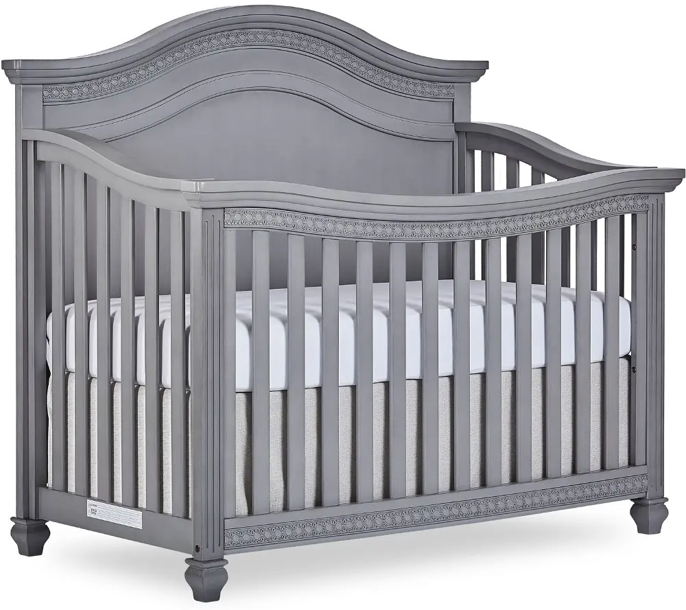 860-SGY Storm Gray 5-in-1 Curved Top Convertible Crib - Madison-1