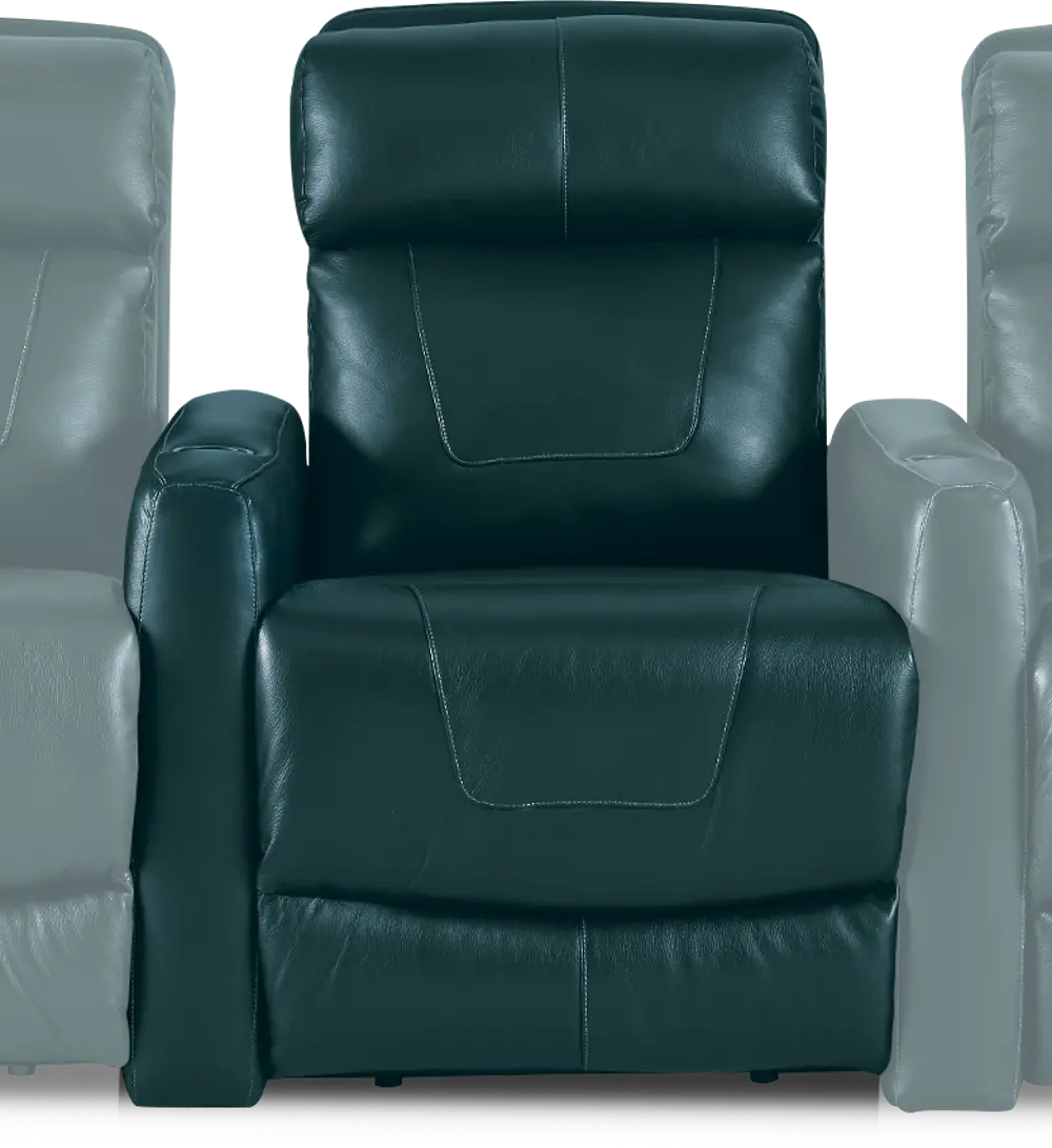 Peacock Dark Turquoise Blue Left-arm Facing Power Recliner with Brackets - Premier-1