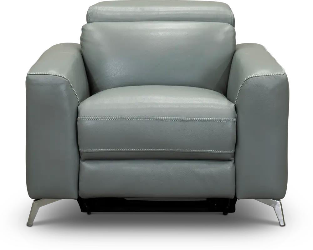 Light Gray Leather-Match Power Recliner - Baron-1
