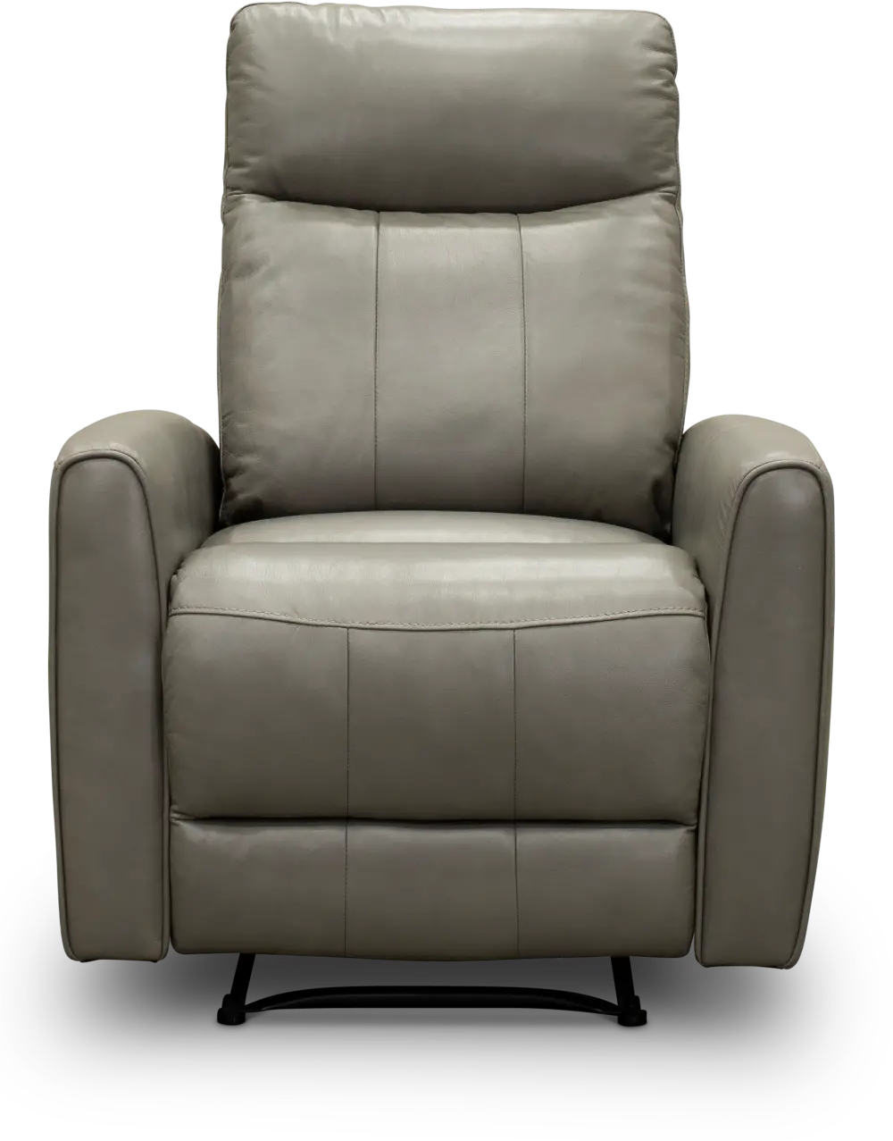 Contemporary Gray Leather-Match Power Recliner - Smile-1