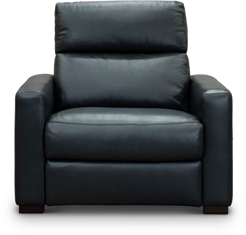 Navy Blue Leather-Match Power Recliner Chair and a Half - Angler-1