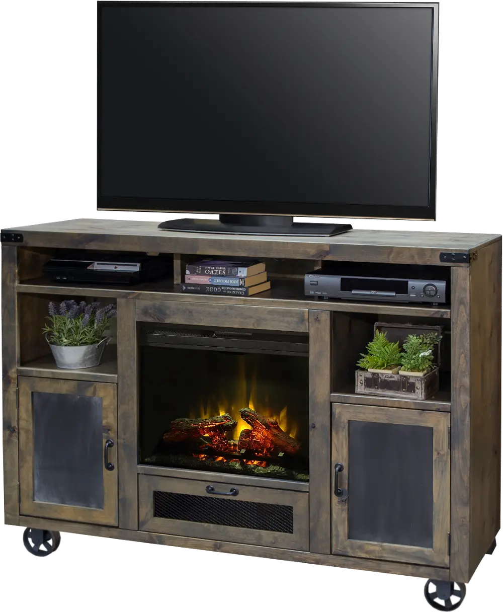 Rustic Barnwood 62 Inch Fireplace TV Stand - Cargo-1