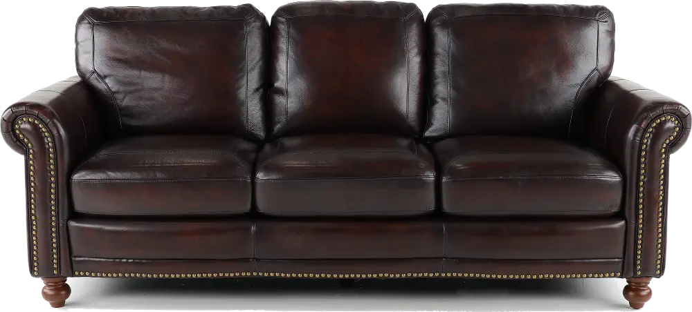 Hampton Brown Leather Sofa-1