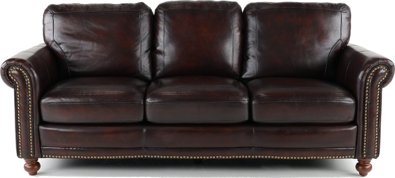 Traditional Brown Leather Sofa, Silver Leather Sofa