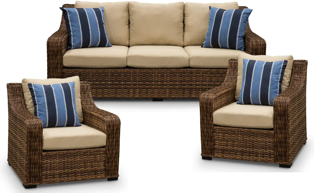 Tortola Wicker and Linen Sofa and 2 Chairs-1