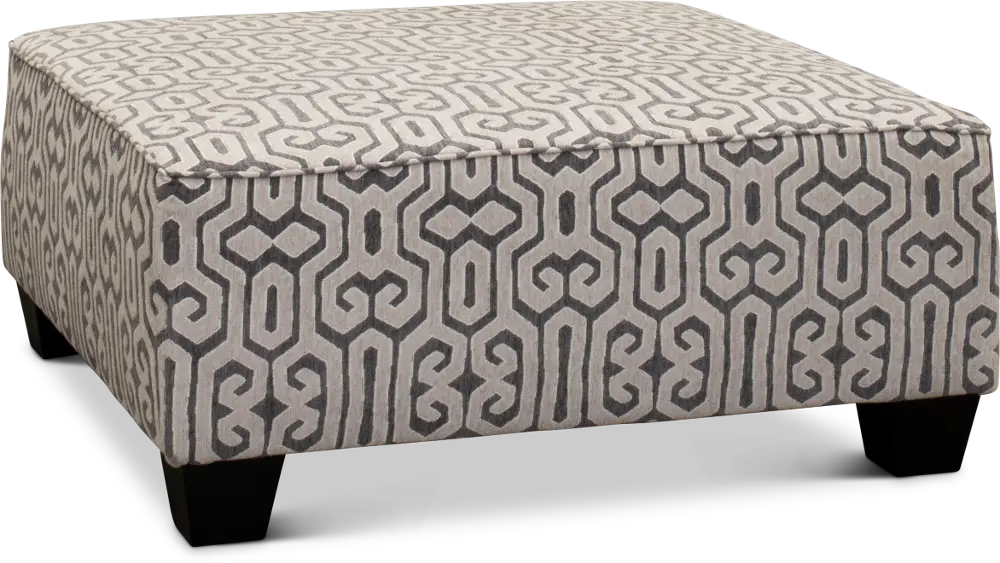 Modern Geometric Beige and Gray Accent Ottoman - Rumbler-1
