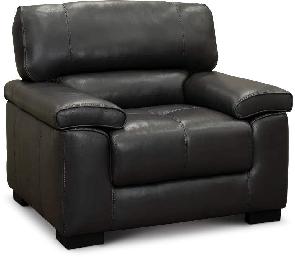 Contemporary Dark Gray Leather Chair - Sienna-1