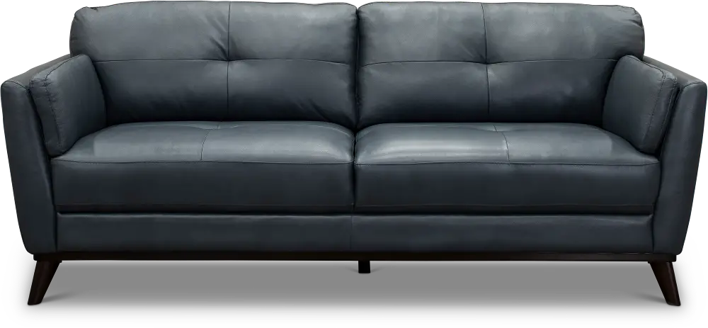 Warsaw Dark Blue Leather Sofa-1