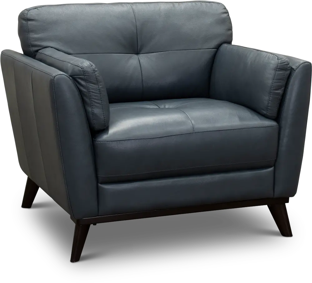 Warsaw Dark Blue Leather Chair-1