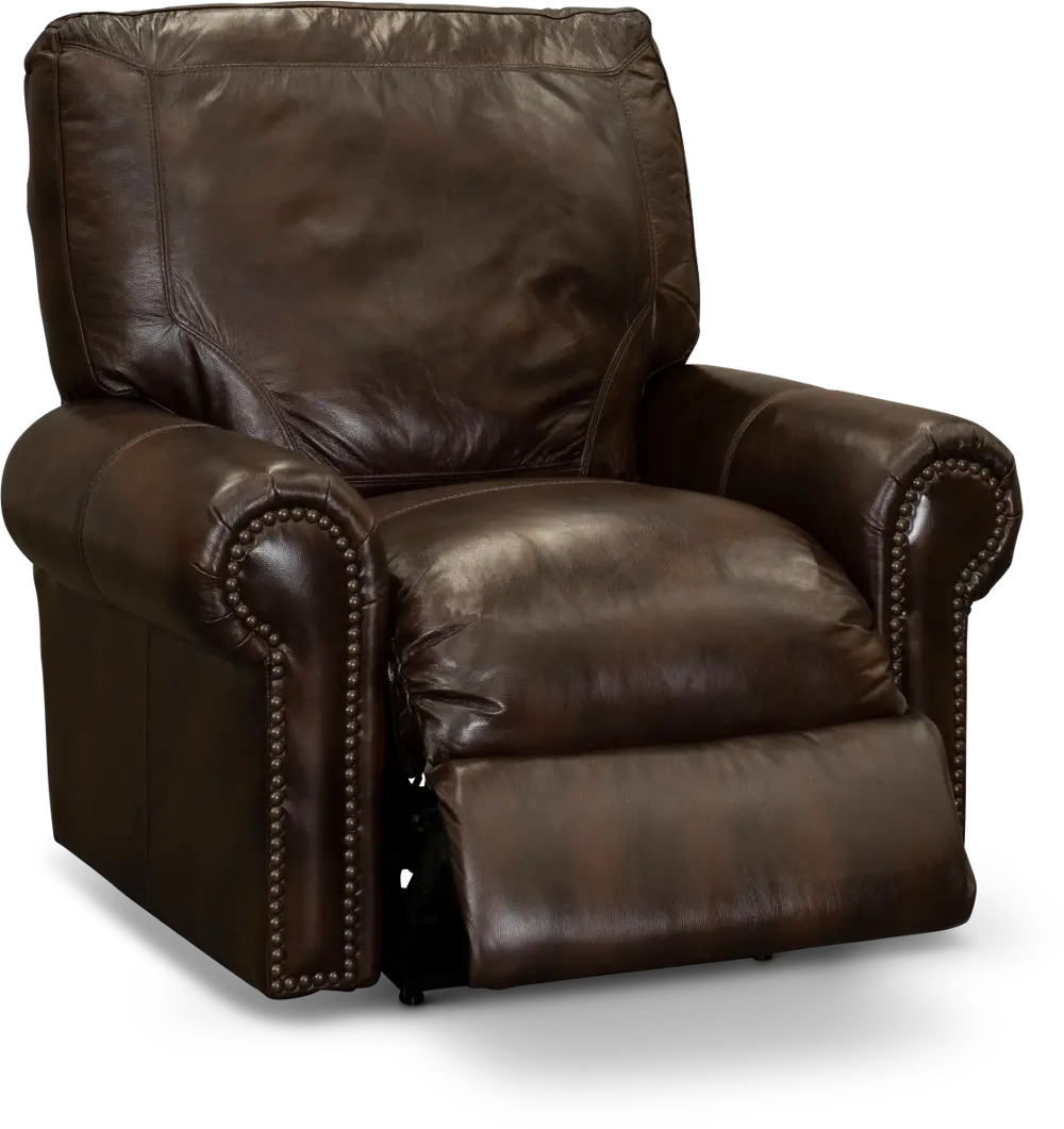 Traditional Brown Leather Power Recliner - Molasses-1