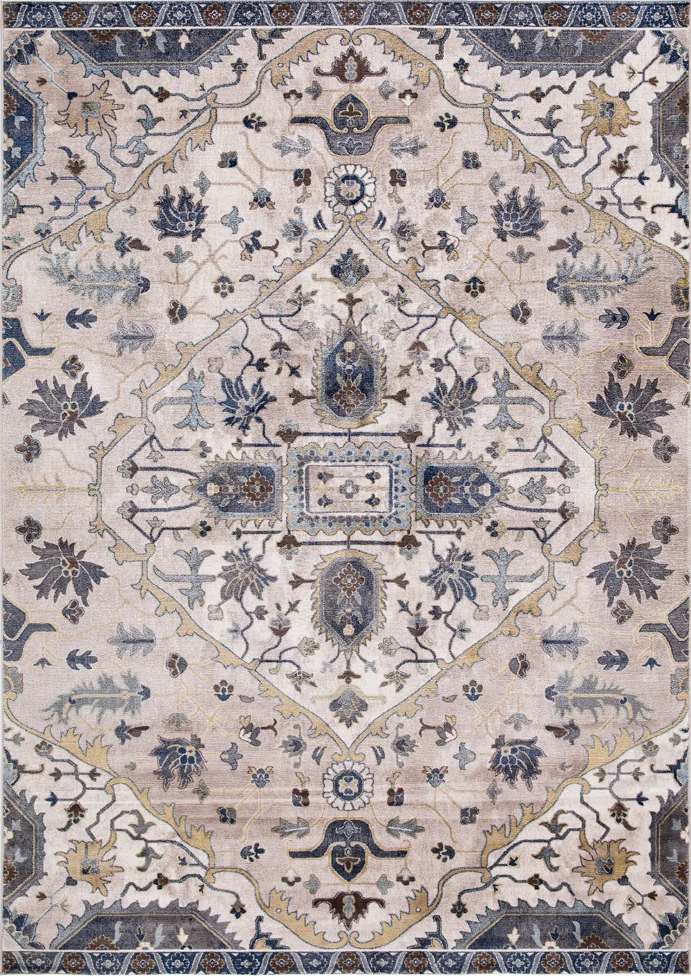 8 x 11 Large Ivory, Gray, and Blue Rug - Olympus-1