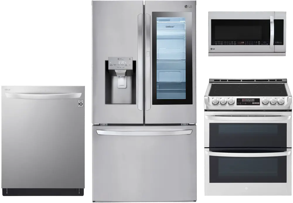 SS-4PC-ELE-PACKAGE LG 4 Piece Kitchen Appliance Package with Electric Range and 36 Inch InstaView Refrigerator - Stainless Steel-1
