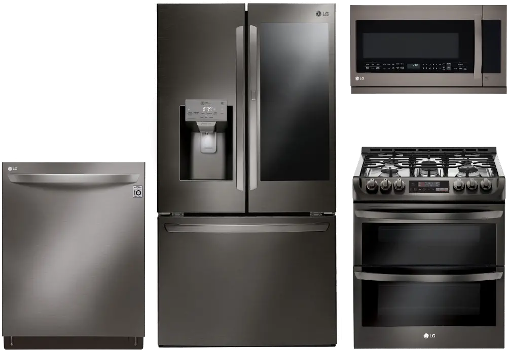 BSS-4PC-GAS-PACKAGE LG 4-piece Kitchen Appliance Package with Gas Range - Black Stainless Steel-1