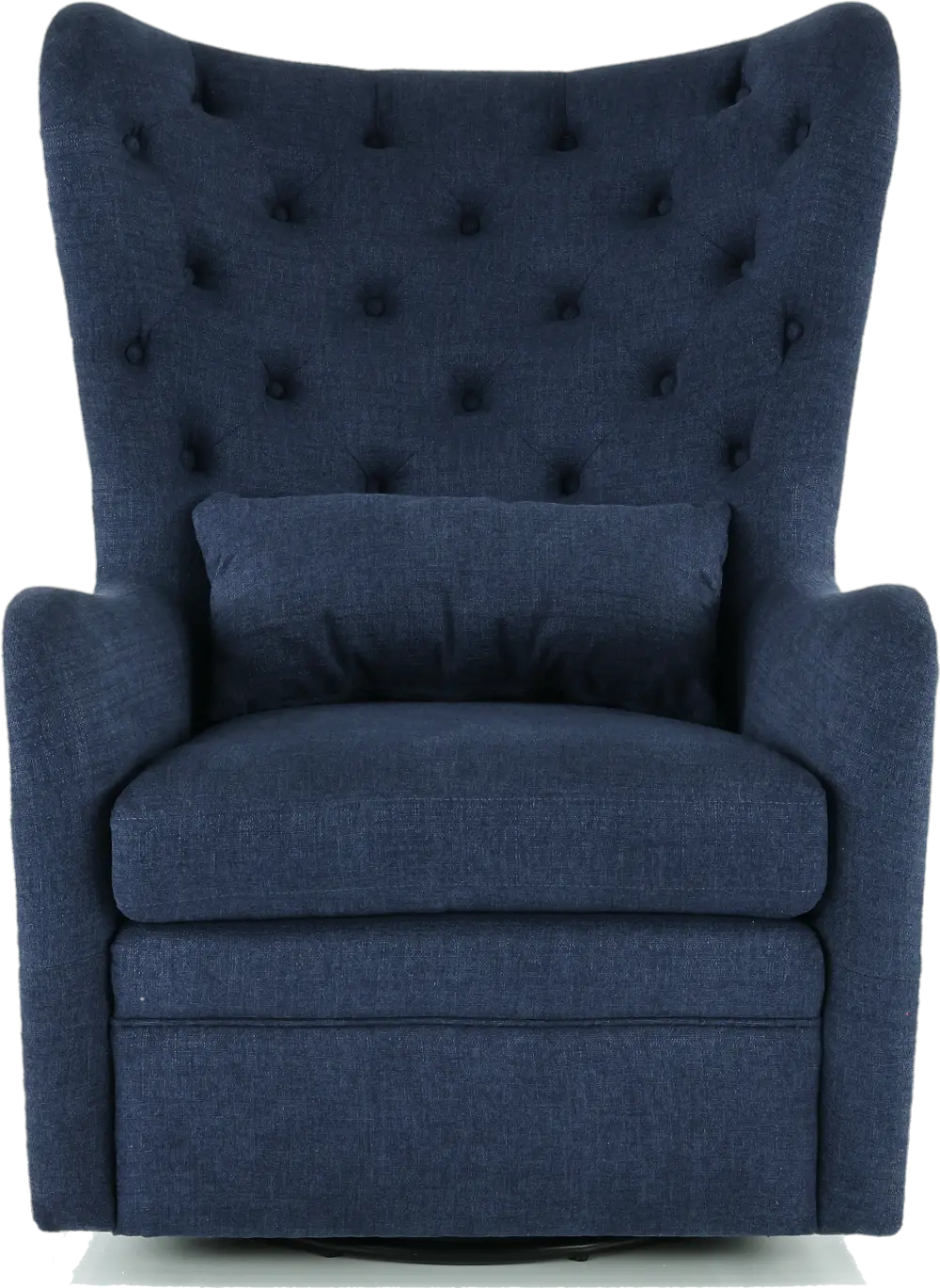 Alice Navy Wingback Swivel Chair with Kidney Pillow-1