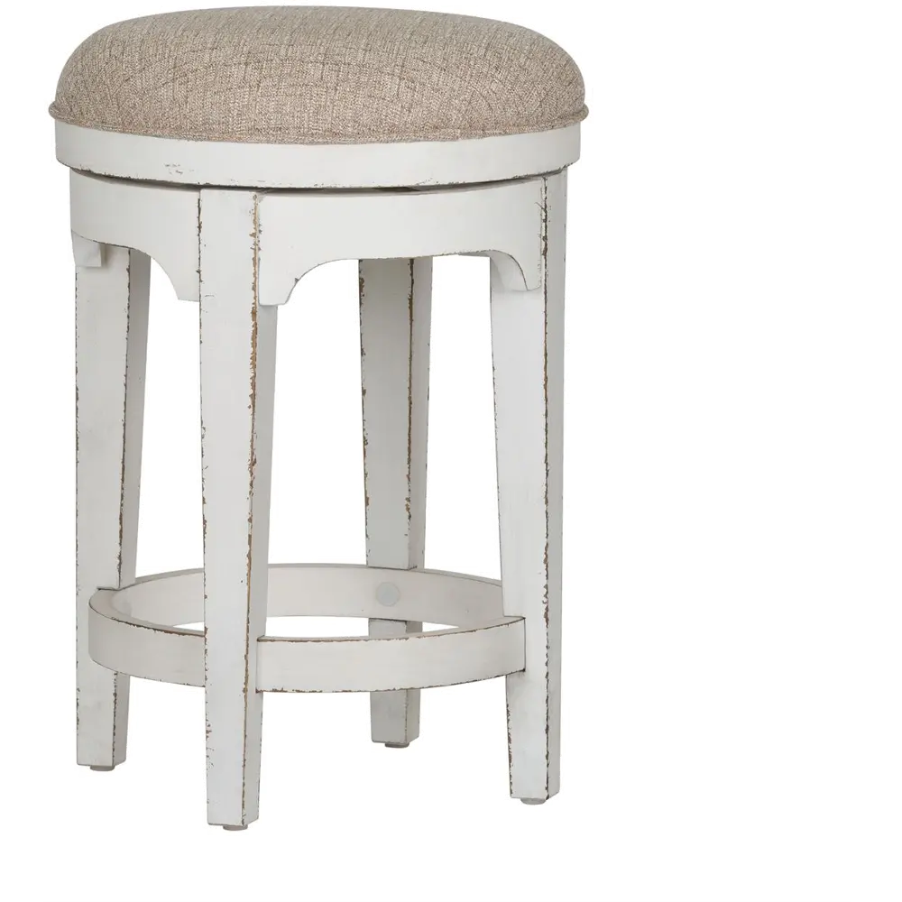 Magnolia Manor Antique White Swivel Counter Height Stool-1
