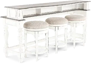 White sofa discount table with stools