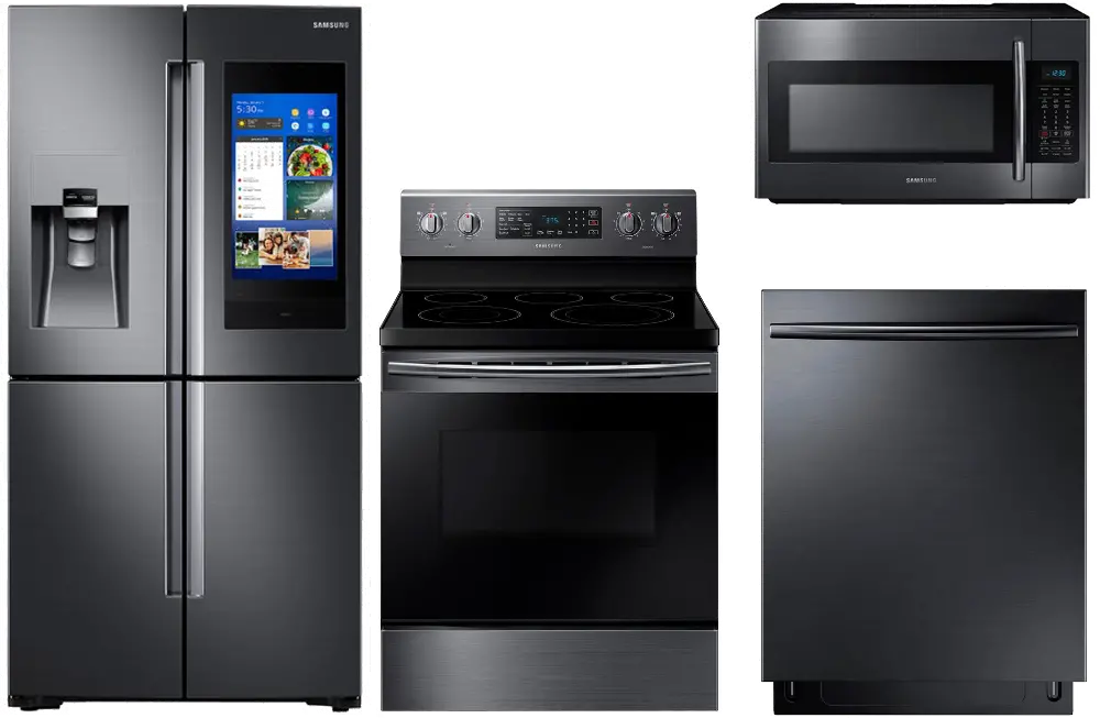 4PC-BSS-ELECTRIC PACKAGE Samsung 4 Piece Kitchen Appliance with Electric Range - Black Stainless Steel-1