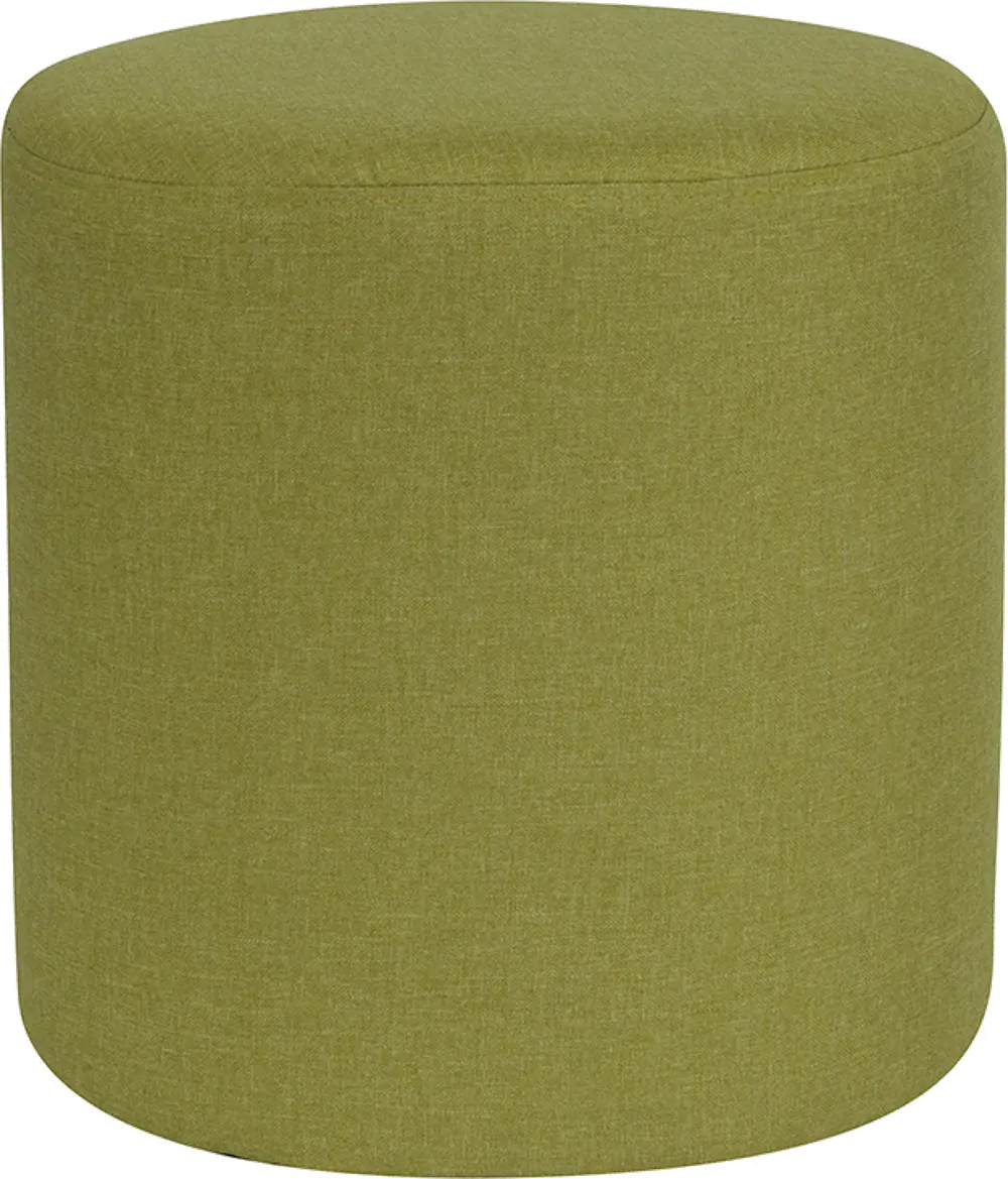 Contemporary Green Round Ottoman Pouf - Barrington-1
