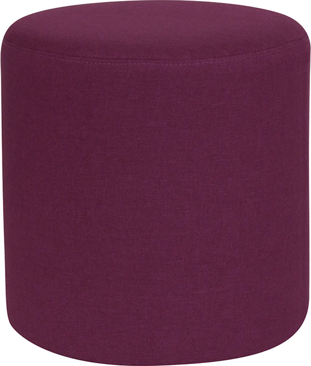 Contemporary Purple Round Ottoman Pouf - Barrington-1