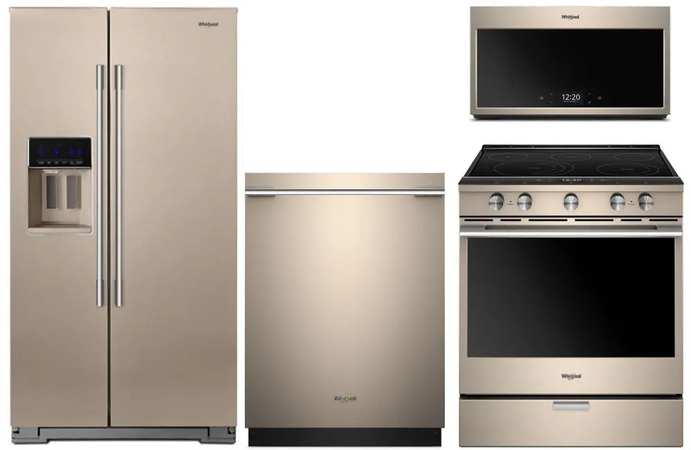 SBZ-4PC-ELE-PACKAGE Whirlpool 4 Piece Kitchen Appliance Package with Electric Range - Sunset Bronze -1